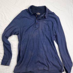 LL Bean Town And Field Long Sleeve Blue Plaid Polo Sweater XL Tall L020522